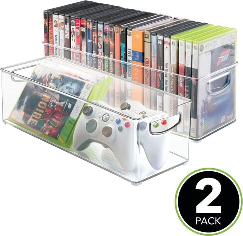 mDesign Plastic Home Storage Bin Organizer with Handles - Perfect Organization Tool for Essential Items and Gear in Cabinet, Closet, and Pantry - Home Storage Bins - Ligne Collection - 8 Pack - White in Kuwait