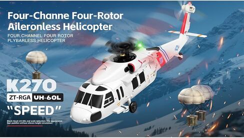 WL K270 UH-60L 2.4G 4CH 170-Class 4-Rotor Flybarless نموذج طائرة هليكوبتر واقعية مع ارتفاع بارومتري يسار/يمين تعديل خنق اليد (إصدار RTF للتدفق البصري) in Kuwait