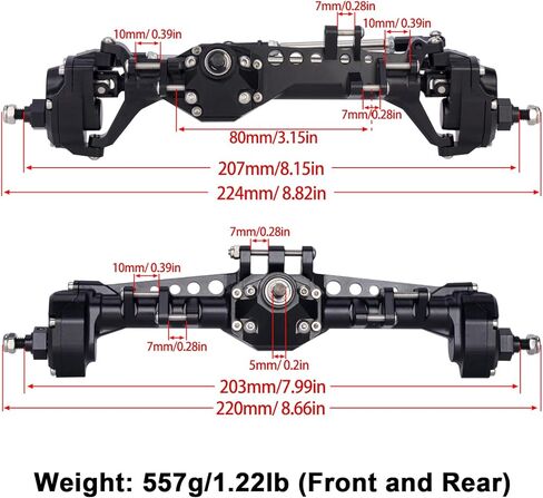 Vanquish F10 Portal Axles, 1/10 RC Aluminum CNC Complete F10 Front & Rear Axles with CNC Machined High Strength Steel Gears for 1/10 RC Crawler Vanquish VS4-10 Axial SCX10 II Upgrades (Silver) in Saudi Arabia