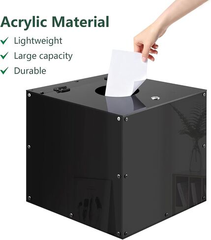 Large Acrylic Raffle Ticket Box with Slot, Mobility Versatile Suggestion/Donation/Offering Collection Boxes with Stand for Drawings, Voting, Ballots, Charity, Feedback, Event, Black in Saudi Arabia