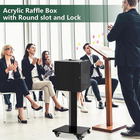 Large Acrylic Raffle Ticket Box with Slot, Mobility Versatile Suggestion/Donation/Offering Collection Boxes with Stand for Drawings, Voting, Ballots, Charity, Feedback, Event, Black in Saudi Arabia