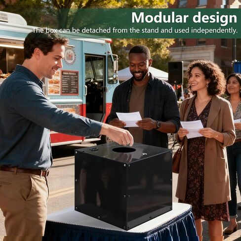 Large Acrylic Raffle Ticket Box with Slot, Mobility Versatile Suggestion/Donation/Offering Collection Boxes with Stand for Drawings, Voting, Ballots, Charity, Feedback, Event, Black in Saudi Arabia
