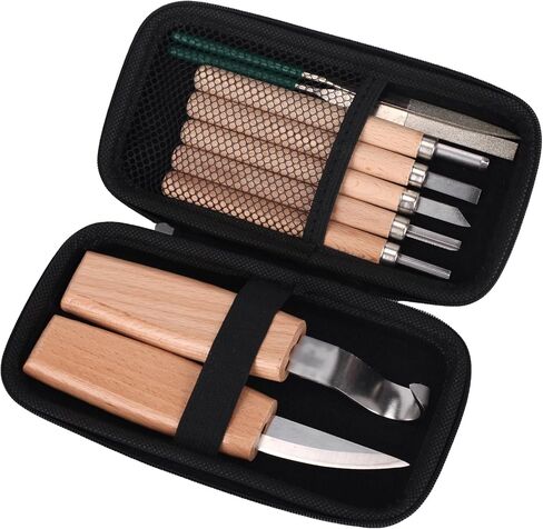 Wood Carving Kit Box Wood Carving Tools Hand Carving Knife Set with hand Files for Wood,Model,Spoon,Pumpkin, Vegetables Carving Kit for Kids Adults Beginners Woodworking DIY in Kuwait