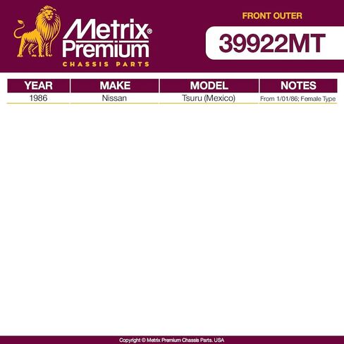 Metrix Premium Outer Tie Rod End ES3712 Fits 05-06 Saab 9-2X, 08-12 Subaru Tribeca, 13-14 WRX, 98-19 Forester, 16-19 Crosstrek, 13-14 WRX STI, 13-15 XV Crosstrek, 16-19 WRX STI, 06-07 B9 Tribeca in Saudi Arabia