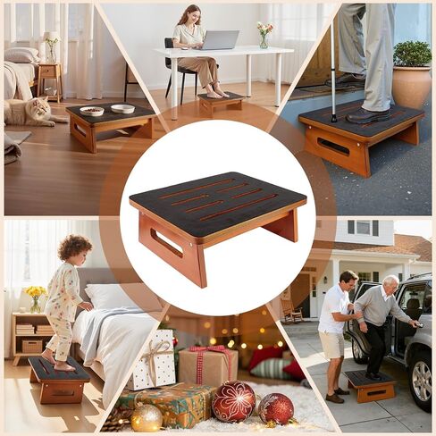 Landrip Step Stool for Adults Seniors with Non-Slip Rubber Stepping Surface, Heavy Duty Wooden Step Stool, Bed Steps for High Beds, Bathroom, Bedroom, Kitchen & Kids Bedside Support in Saudi Arabia