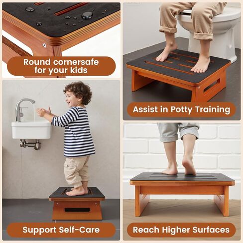 Landrip Step Stool for Adults Seniors with Non-Slip Rubber Stepping Surface, Heavy Duty Wooden Step Stool, Bed Steps for High Beds, Bathroom, Bedroom, Kitchen & Kids Bedside Support in Saudi Arabia