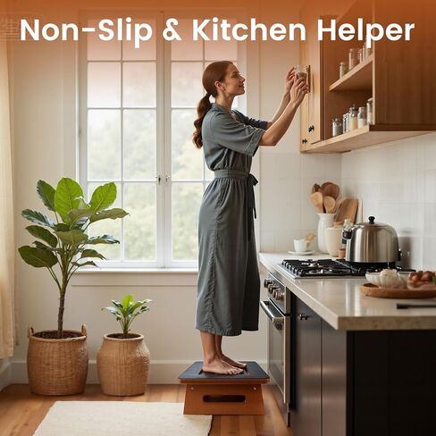 Landrip Step Stool for Adults Seniors with Non-Slip Rubber Stepping Surface, Heavy Duty Wooden Step Stool, Bed Steps for High Beds, Bathroom, Bedroom, Kitchen & Kids Bedside Support in Saudi Arabia