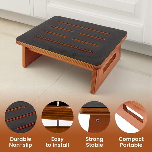 Landrip Step Stool for Adults Seniors with Non-Slip Rubber Stepping Surface, Heavy Duty Wooden Step Stool, Bed Steps for High Beds, Bathroom, Bedroom, Kitchen & Kids Bedside Support in Saudi Arabia