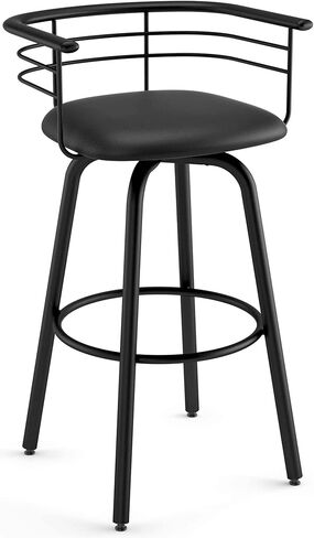 Amisco Turbo 26 in. Swivel Counter Stool - Charcoal Black & Brown Faux Leather/Black Metal in Saudi Arabia