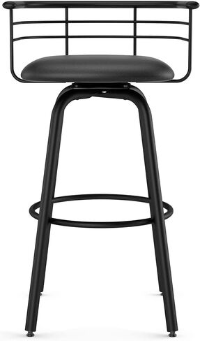 Amisco Turbo 26 in. Swivel Counter Stool - Charcoal Black & Brown Faux Leather/Black Metal in Saudi Arabia