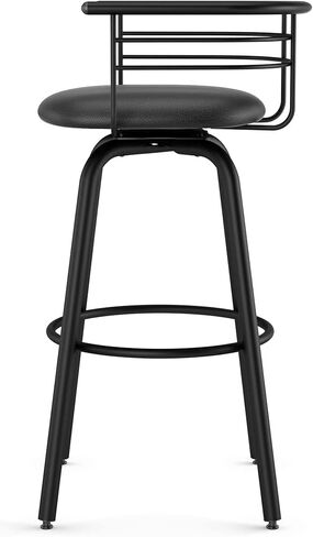 Amisco Turbo 26 in. Swivel Counter Stool - Charcoal Black & Brown Faux Leather/Black Metal in Saudi Arabia