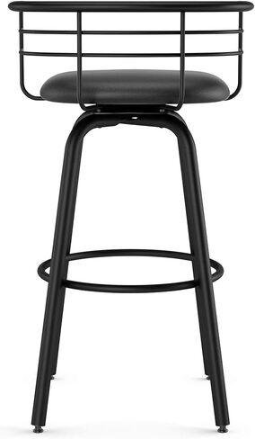 Amisco Turbo 26 in. Swivel Counter Stool - Charcoal Black & Brown Faux Leather/Black Metal in Saudi Arabia
