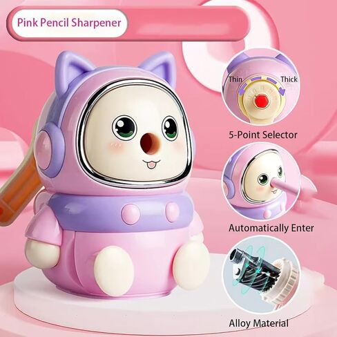 Manual Pencil Sharpener for Kids. 5-Point Selector. Small Handheld Pencil Sharpener. Quiet for Home Desks and School Classroom. Cute (Pink) in Saudi Arabia