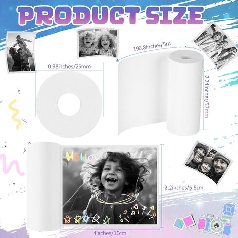 Honoson 30 Rolls Kids Camera Paper Roll Refill DIY Instant Digital Printer Thermal Paper Rolls Instant Print Camera Refill for Girls Boys Birthday Christmas Gifts (57 x 25mm) in Saudi Arabia