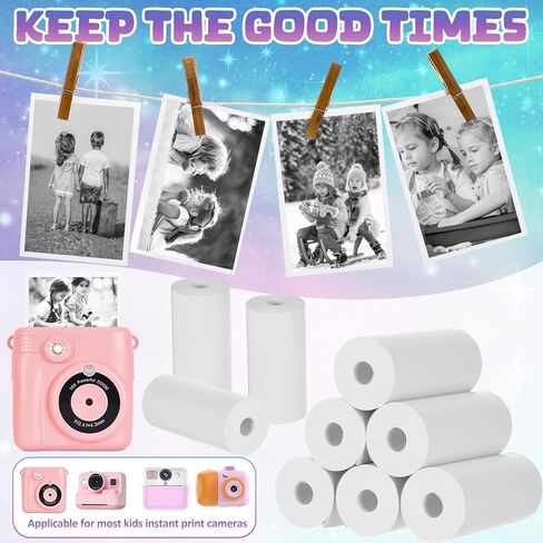 Honoson 30 Rolls Kids Camera Paper Roll Refill DIY Instant Digital Printer Thermal Paper Rolls Instant Print Camera Refill for Girls Boys Birthday Christmas Gifts (57 x 25mm) in Saudi Arabia