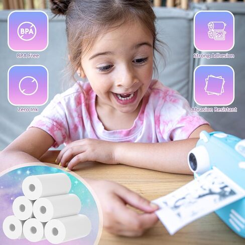 Honoson 30 Rolls Kids Camera Paper Roll Refill DIY Instant Digital Printer Thermal Paper Rolls Instant Print Camera Refill for Girls Boys Birthday Christmas Gifts (57 x 25mm) in Saudi Arabia