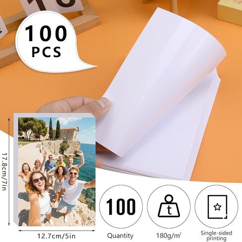 Bupete 5x7 Photo Paper, 100 Sheets Glossy Photo Paper for Printer, 180gsm Picture Photos Papers for Inkjet Printer, DIY Cards, Para Impresora, Office Products in Saudi Arabia