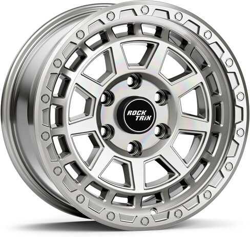 عجلة سيارة RockTrix RT107 مقاس 17 بوصة متوافقة مع تويوتا تاكوما 2001-2026، 2002-2026 4Runner، FJ Cruiser، عجلة 17x8.5 6x5.5، + إزاحة 25 مم، مسافة خلفية 5.73 بوصة، حافة 6 × 139.7 6 عروة، فضي in Kuwait