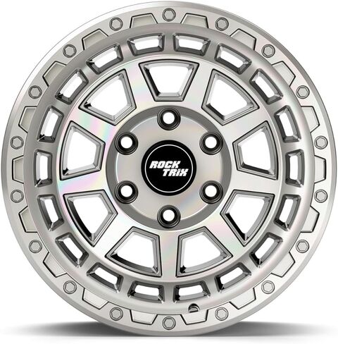 عجلة سيارة RockTrix RT107 مقاس 17 بوصة متوافقة مع تويوتا تاكوما 2001-2026، 2002-2026 4Runner، FJ Cruiser، عجلة 17x8.5 6x5.5، + إزاحة 25 مم، مسافة خلفية 5.73 بوصة، حافة 6 × 139.7 6 عروة، فضي in Kuwait