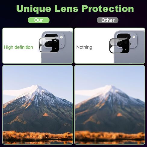 for iPad Pro 2024 13 inch/11 inch Camera Lens Protector,[Anti-Scratch][Easy to Install],High Definition,Anti Fingerprint,Tempered Glass film[3 pack] For ipad pro only in Saudi Arabia