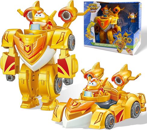 Super Wings Transformer Toys, 7" Super Robot and 2" Mini Dizzy Transforming Suit, 2 in 1 Racing Car-Robot Action Figure for Boys and Girls Age 3+, Gifts for Preschool Kids, Pink in Saudi Arabia