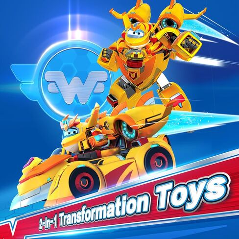 Super Wings Transformer Toys, 7" Super Robot and 2" Mini Dizzy Transforming Suit, 2 in 1 Racing Car-Robot Action Figure for Boys and Girls Age 3+, Gifts for Preschool Kids, Pink in Saudi Arabia