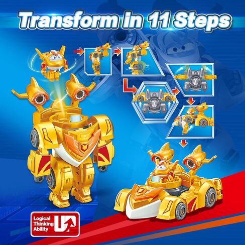 Super Wings Transformer Toys, 7" Super Robot and 2" Mini Dizzy Transforming Suit, 2 in 1 Racing Car-Robot Action Figure for Boys and Girls Age 3+, Gifts for Preschool Kids, Pink in Saudi Arabia