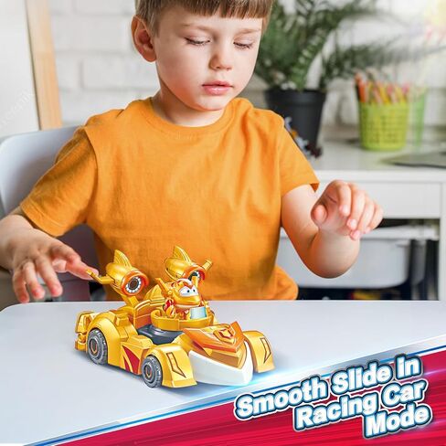 Super Wings Transformer Toys, 7" Super Robot and 2" Mini Dizzy Transforming Suit, 2 in 1 Racing Car-Robot Action Figure for Boys and Girls Age 3+, Gifts for Preschool Kids, Pink in Saudi Arabia