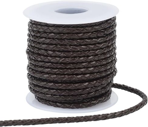 FREEBLOSS 11Yds 3mm Genuine Cowhide Leather Round Braided String Braiding Cord Roll Leather Rope for Crafts for Jewelry Making DIY Braided Bracelets Keychains(Black) in Saudi Arabia