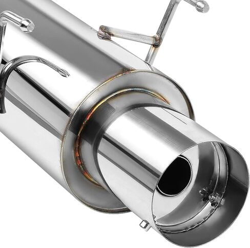 Auto Dynasty 4 Inches Round Muffler Tip Catback Exhaust System Compatible with 1994-2001 Acura Integra RS GS LS 4-Door Sedan, Stainless Steel in Saudi Arabia
