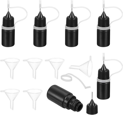 MECCANIXITY 6Pcs Needle Tip Squeeze Bottle, 100ml/3.4oz Glue Tip Applicator Bottles Plastic Liquid Glue Bottle for Paper Crafts, Painting, Oil, Ink(Black, with 6 Funnel) in Saudi Arabia
