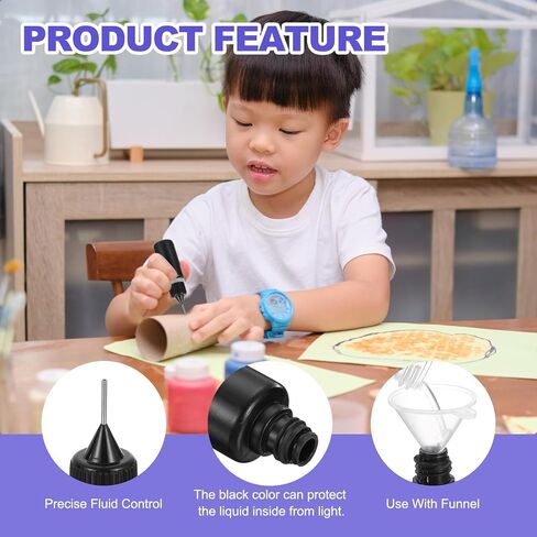 MECCANIXITY 6Pcs Needle Tip Squeeze Bottle, 100ml/3.4oz Glue Tip Applicator Bottles Plastic Liquid Glue Bottle for Paper Crafts, Painting, Oil, Ink(Black, with 6 Funnel) in Saudi Arabia