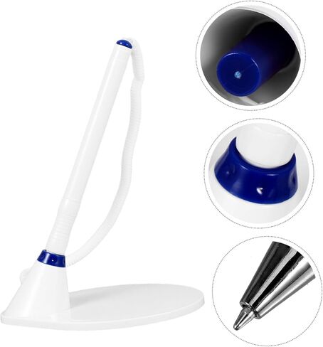 jojofuny Ergonomic Counter Pen with Plastic Cord and Holder Smooth Ballpoint Signing Pen for Bank Office School Use Secure Desktop Writing Tool with Comfortable Grip Blue Ink in Saudi Arabia