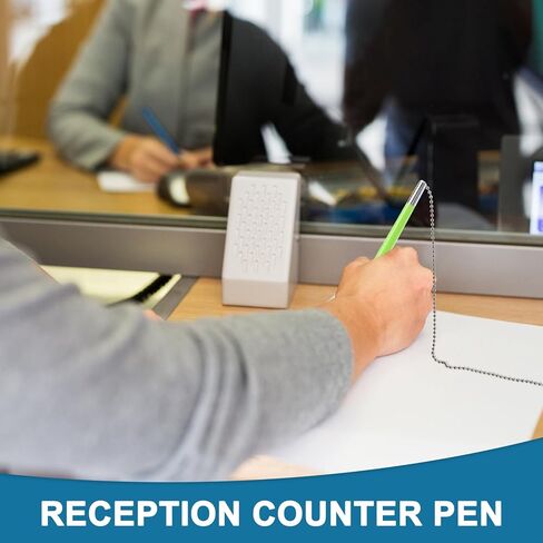 قلم آمن من باتيكل مع سلسلة وحامل قلم لاصق، قطعة واحدة من قلم مكتب الاستقبال مع حامل قلم أمان لردهة الفندق والبنك، أخضر in Kuwait