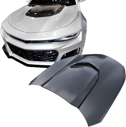 IKON MOTORSPORTS، غطاء محرك السيارة متوافق مع 2016-2024 Chevy Camaro، لوحة غطاء جسم السيارة طراز ZL1 مع مغرفة تهوية مستخرج الحرارة Ram Air Black الألومنيوم، 2017 2018 2019 2020 2021 2022 2023 in Kuwait