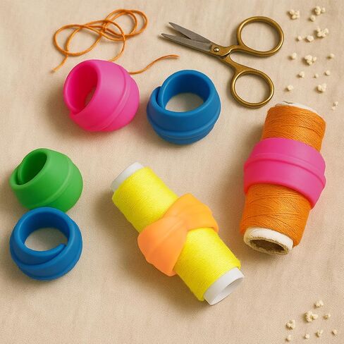 20-Pack Silicone Thread Spool Savers - Reusable Spool Huggers to Prevent Unwinding for Sewing & Embroidery Thread Cones in Saudi Arabia