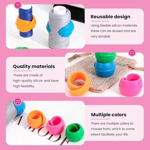 20-Pack Silicone Thread Spool Savers - Reusable Spool Huggers to Prevent Unwinding for Sewing & Embroidery Thread Cones in Saudi Arabia