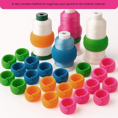 20-Pack Silicone Thread Spool Savers - Reusable Spool Huggers to Prevent Unwinding for Sewing & Embroidery Thread Cones in Saudi Arabia