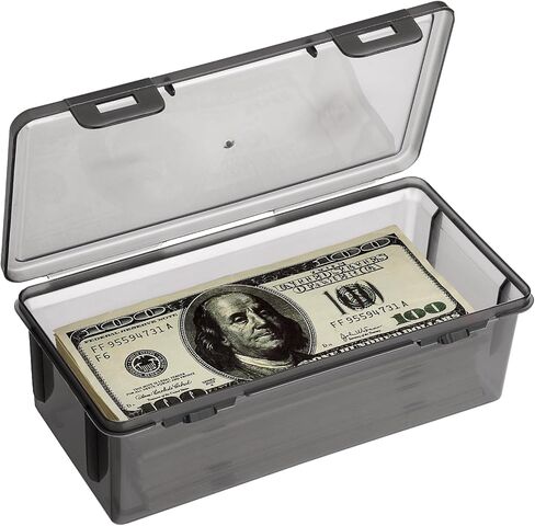 Hipiwe 2 Packs Plastic Cash Box Money Organizer Black Currency Tray Rectangular Cash Storage Holder with Lid Currency Collection Box for Coin Credit Card Checks Pens in Saudi Arabia