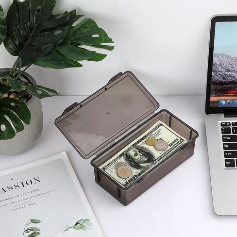 Hipiwe 2 Packs Plastic Cash Box Money Organizer Black Currency Tray Rectangular Cash Storage Holder with Lid Currency Collection Box for Coin Credit Card Checks Pens in Saudi Arabia