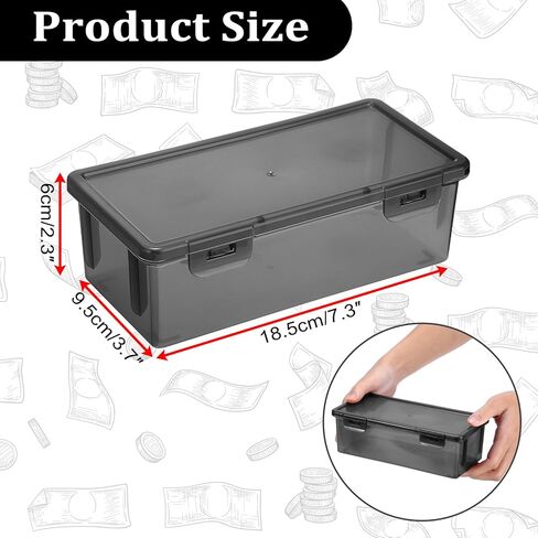 Hipiwe 2 Packs Plastic Cash Box Money Organizer Black Currency Tray Rectangular Cash Storage Holder with Lid Currency Collection Box for Coin Credit Card Checks Pens in Saudi Arabia