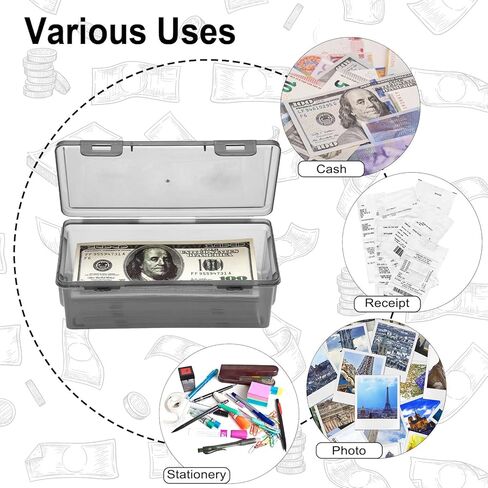 Hipiwe 2 Packs Plastic Cash Box Money Organizer Black Currency Tray Rectangular Cash Storage Holder with Lid Currency Collection Box for Coin Credit Card Checks Pens in Saudi Arabia