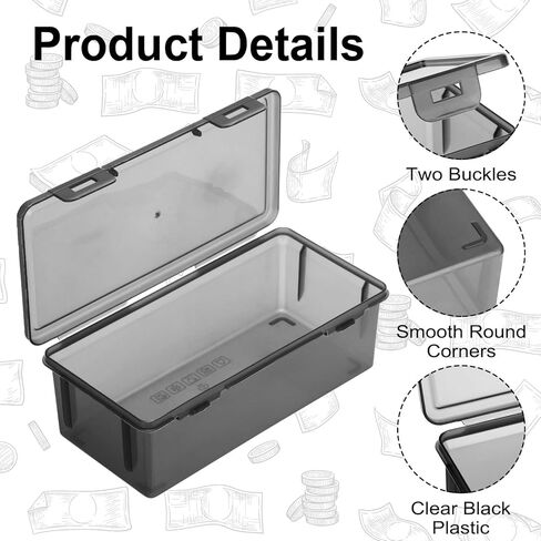 Hipiwe 2 Packs Plastic Cash Box Money Organizer Black Currency Tray Rectangular Cash Storage Holder with Lid Currency Collection Box for Coin Credit Card Checks Pens in Saudi Arabia