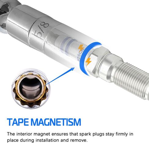 8PCS Magnetic Spark Plug Socket Set Includes 14mmx 4", 5/8" x 4", 5/8" x 6", 5/8" x 11", 9/16" x 6" and 13/16" x 6" 12-Point Sockets 3/8-inch Drive Magnet Retains Spark Plugs 1/4 and 1/2 Adapters in Kuwait
