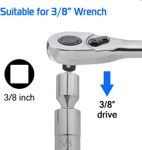 8PCS Magnetic Spark Plug Socket Set Includes 14mmx 4", 5/8" x 4", 5/8" x 6", 5/8" x 11", 9/16" x 6" and 13/16" x 6" 12-Point Sockets 3/8-inch Drive Magnet Retains Spark Plugs 1/4 and 1/2 Adapters in Kuwait
