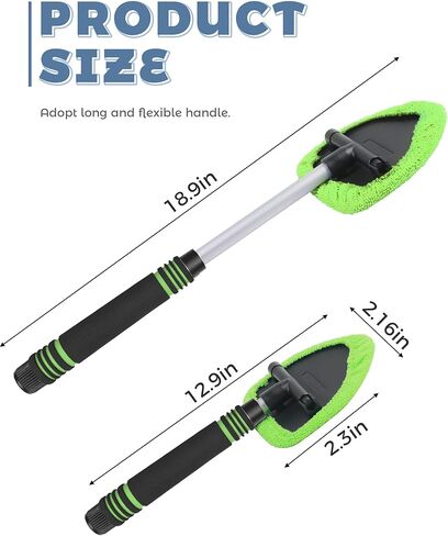 9PCS Windshield Cleaner Tool,Car Accessories Inside Windshield Cleaning Tool,Window Cleaning Kit with Extendable Handle and 6 Microfiber Pads,Suitable for Cars,Trucks,SUVs,RVs Windows (Green) in Saudi Arabia
