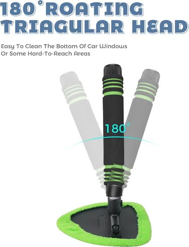 9PCS Windshield Cleaner Tool,Car Accessories Inside Windshield Cleaning Tool,Window Cleaning Kit with Extendable Handle and 6 Microfiber Pads,Suitable for Cars,Trucks,SUVs,RVs Windows (Green) in Saudi Arabia