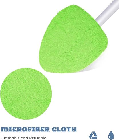 9PCS Windshield Cleaner Tool,Car Accessories Inside Windshield Cleaning Tool,Window Cleaning Kit with Extendable Handle and 6 Microfiber Pads,Suitable for Cars,Trucks,SUVs,RVs Windows (Green) in Saudi Arabia