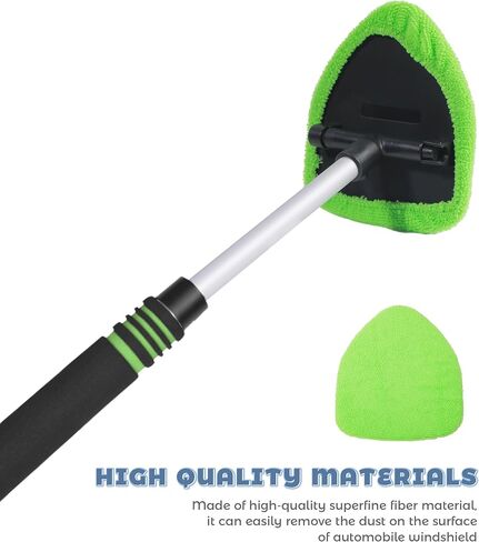 9PCS Windshield Cleaner Tool,Car Accessories Inside Windshield Cleaning Tool,Window Cleaning Kit with Extendable Handle and 6 Microfiber Pads,Suitable for Cars,Trucks,SUVs,RVs Windows (Green) in Saudi Arabia
