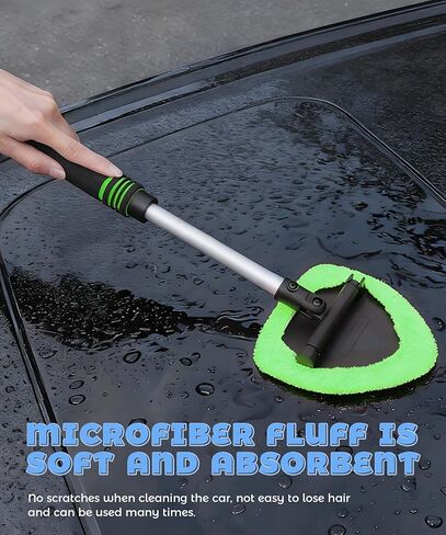 9PCS Windshield Cleaner Tool,Car Accessories Inside Windshield Cleaning Tool,Window Cleaning Kit with Extendable Handle and 6 Microfiber Pads,Suitable for Cars,Trucks,SUVs,RVs Windows (Green) in Saudi Arabia